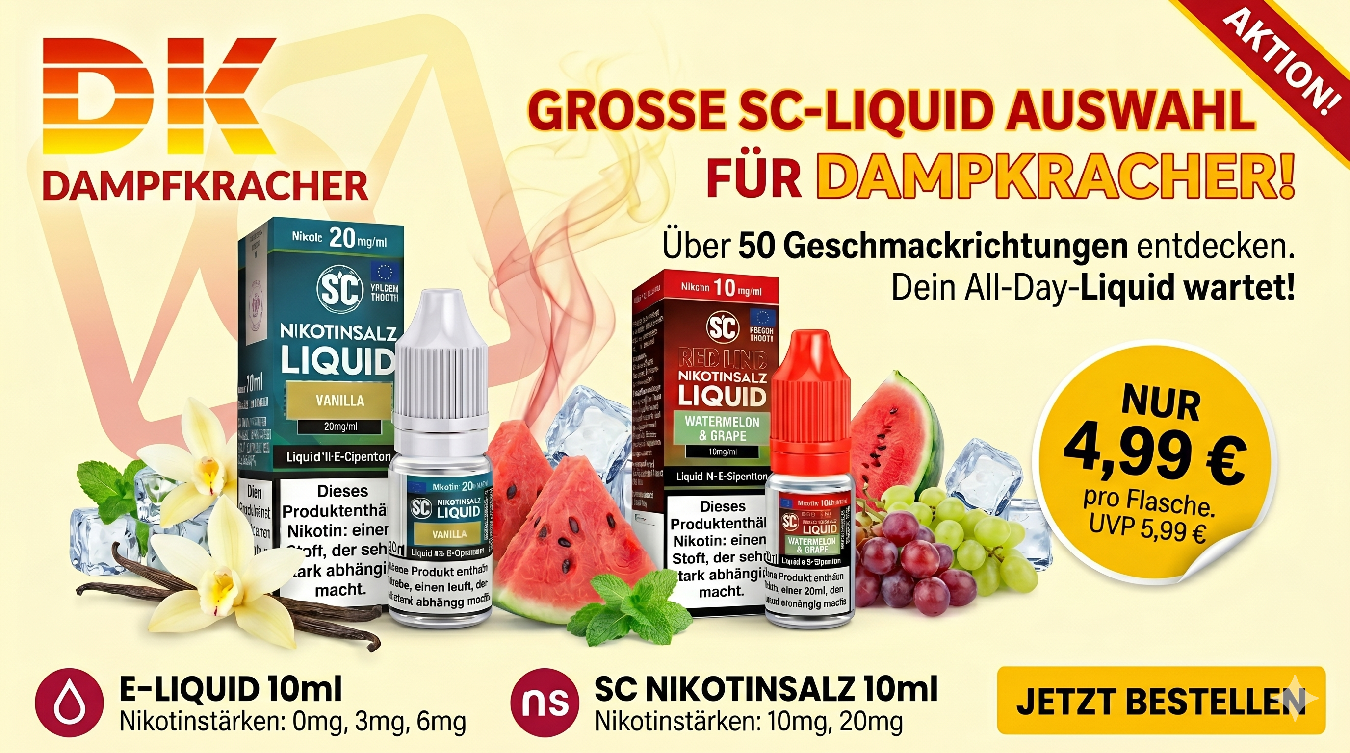 Grosse SC-Liquid Auswahl für Dampfkracher